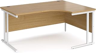 Mr Office Maestro 25 right hand ergonomic desk - white cantilever leg, Oak, 1600