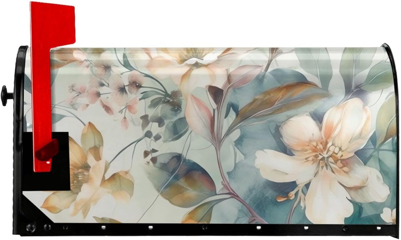 Mailbox Cover Mailbox Wraps Post Letter Box Cover Hand Drawn Pattern Mailbox Post Cover for Garden Yard Decor 25.5x21 in, White, B54N5H4JHGHI