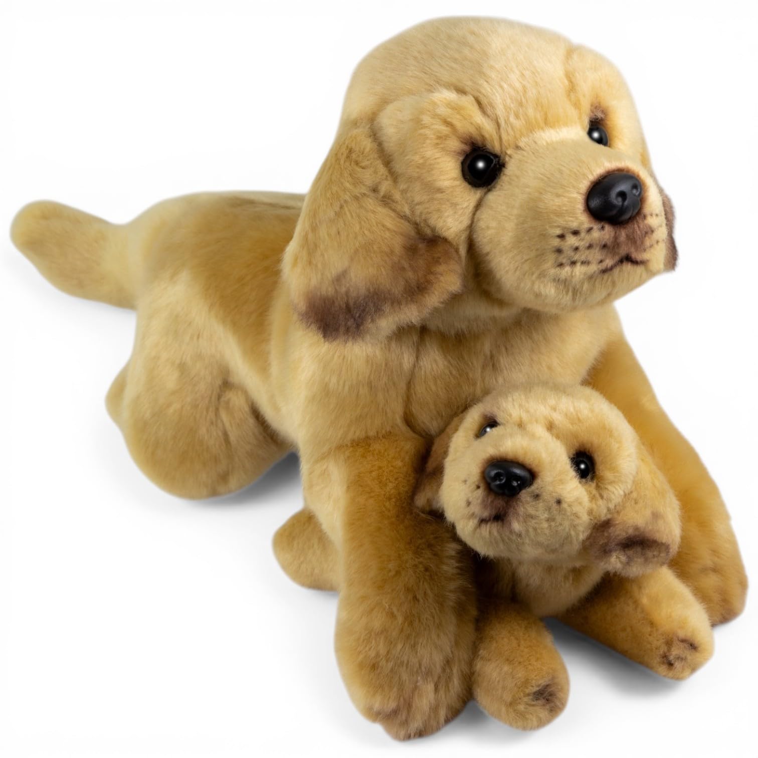 Carl Dick Labrador Tumbado con Cachorro, Aprox. 32 cm. Peluche, Peluche de Tela, Peluche para abrazar 3783