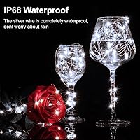 Vista 5 de Paquete de 2 luces de hadas de Navidad que funcionan con pilas, 16.4 pies, 50 LED de alambre de cobre plateado, luces parpadeantes con 2 modos