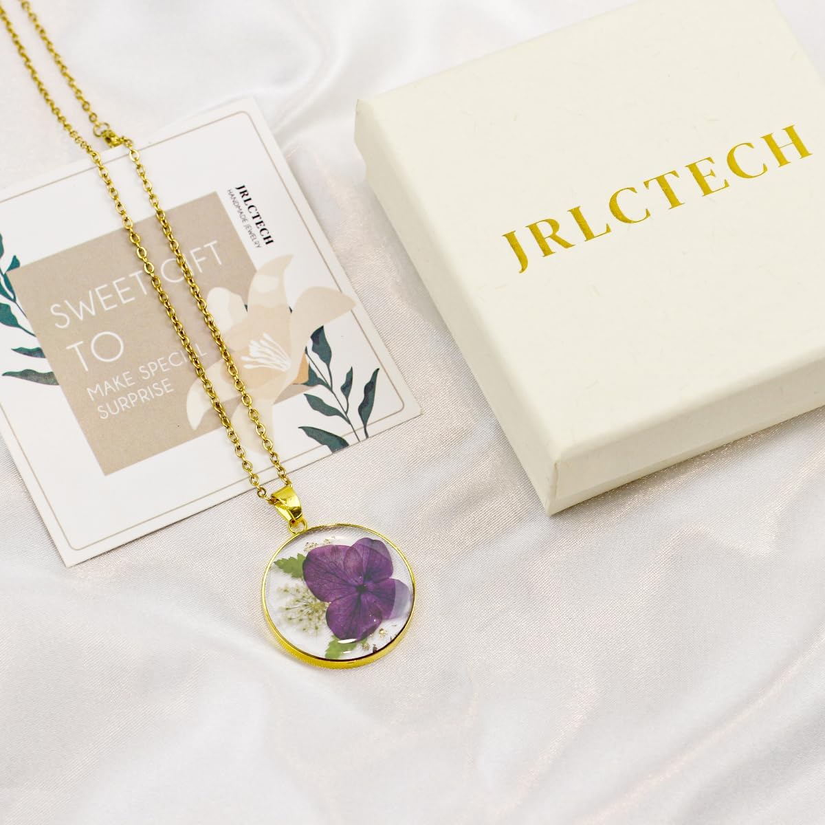 Birth Flower Necklaces for Women, Birth Month Carnation Pressed Flower Necklace, Handmade Resin Flower Pendant, Personalized Jewelry for Women Birthday Gift 18'' - Image 4