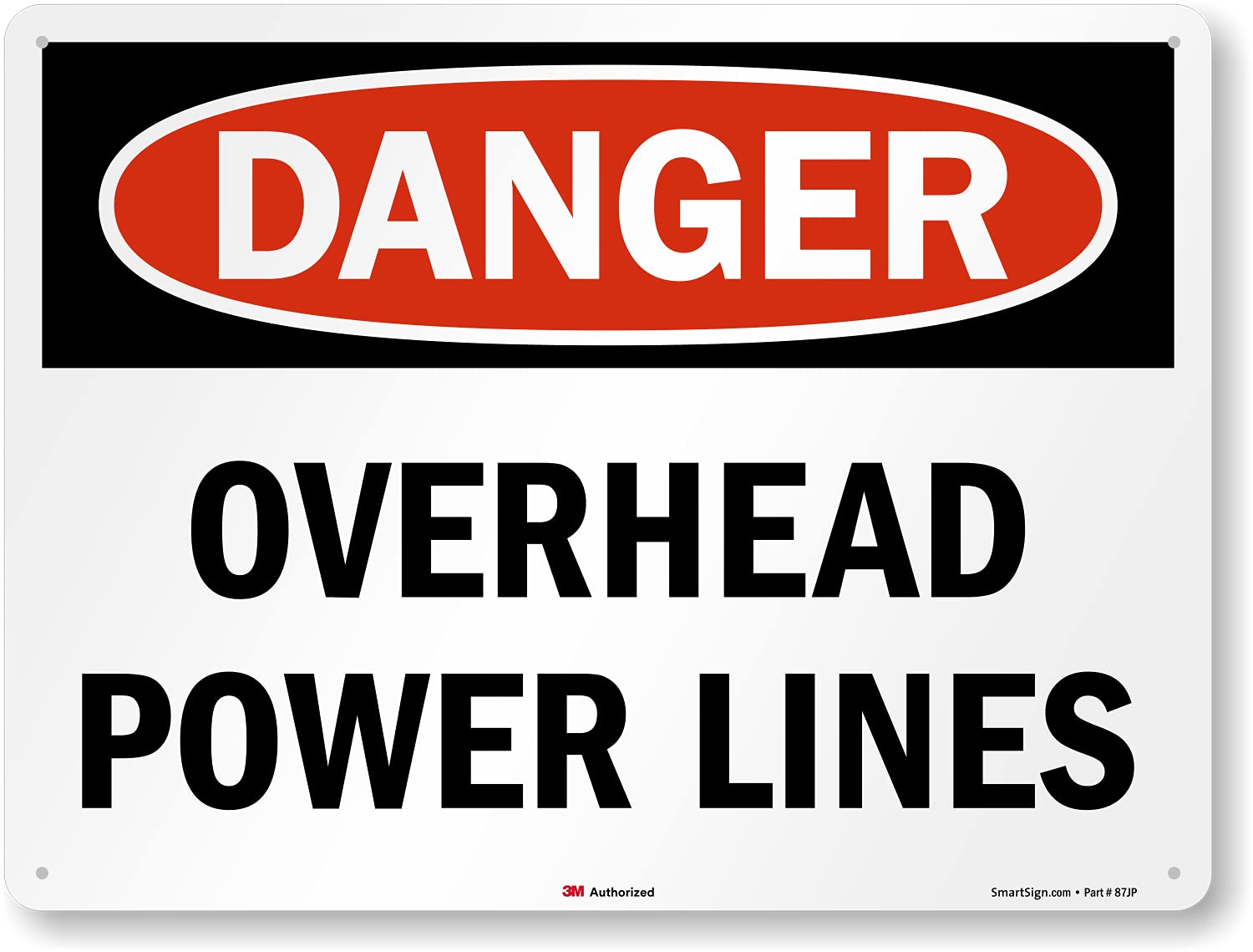 SmartSign 18 x 24 inch “Danger Overhead Power Lines” OSHA Metal Sign