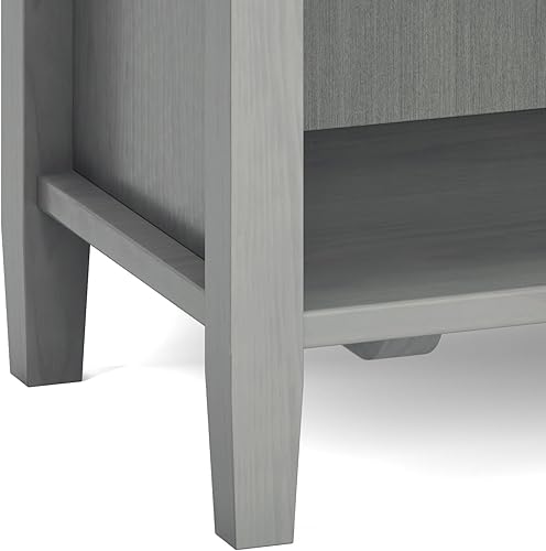 Miniatura 9 de SIMPLIHOME Warm Shaker - Mesita de noche de transición de madera maciza de 24 pulgadas de ancho, color gris niebla, para sala de estar y dormitorio