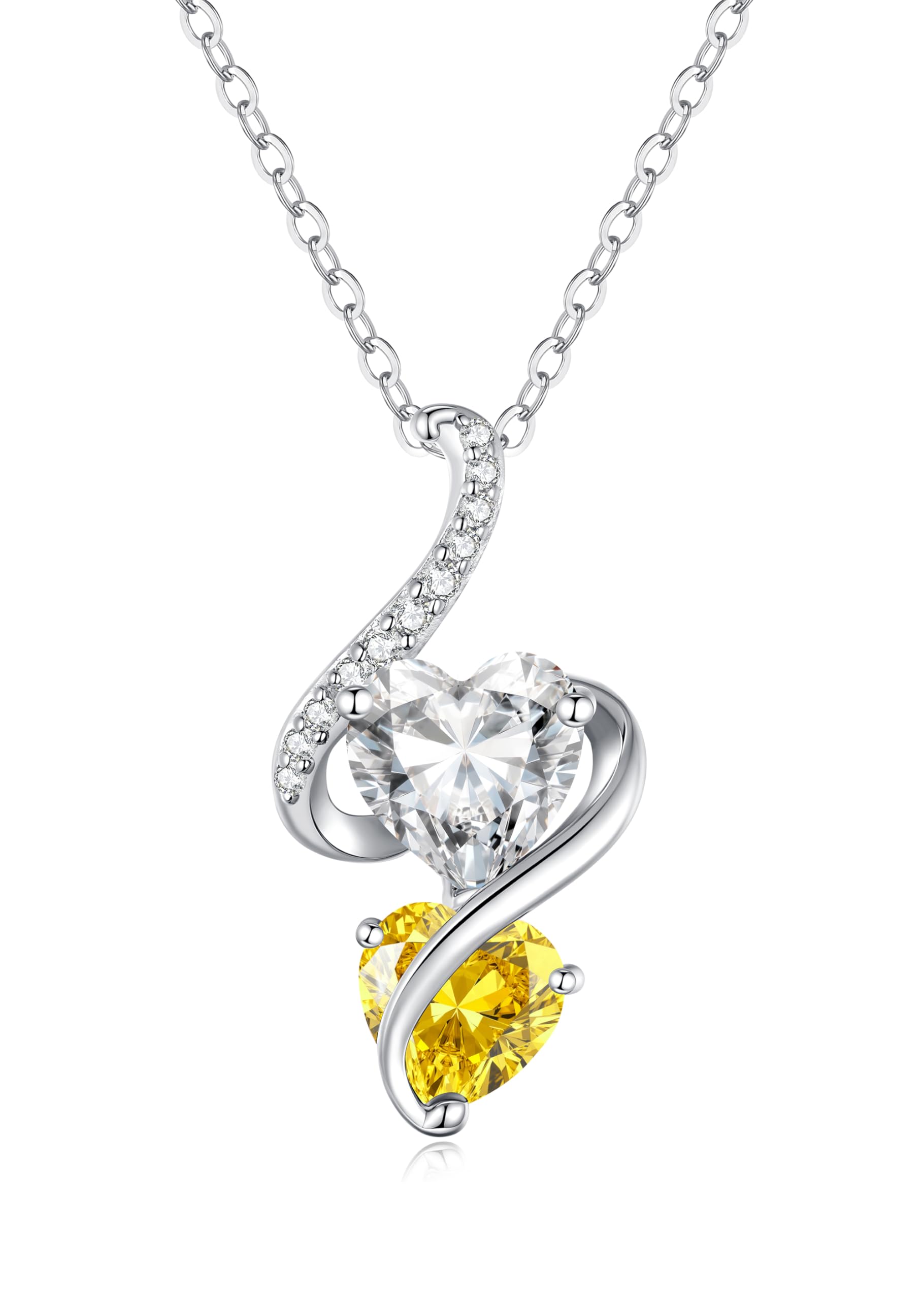 LOUISA SECRET Unique Double Heart Necklace Gifts for Wife Women, 925 Sterling Silver Tiny Birthstone Pendant Jewelry Gift for Her Girlfriend Mom Valentine's Day Anniversary Mother's Day Birthdays & Christmas