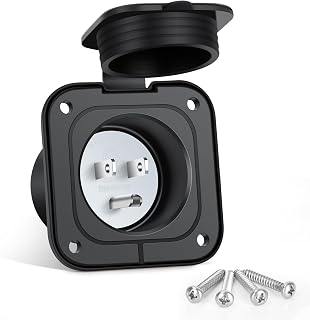 15 Amp Flanged Inlet 125V NEMA 5-15 RV Shore Power Inlet Plug 2 Pole 3 Wire AC Port Plug Waterproof Covers for RV Trailer Shed Block Heater
