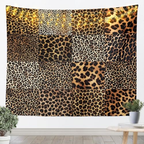Feelyou Brown Leopard Print Tapestry Wall Art