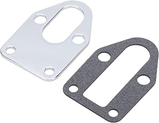 Aramox Oil Pump Mounting Replacement Gasket, Fuel Pump Mounting Plate with Holes Chrome‑Plated Replacement for Small Block Chevy 283 305 327 350 383 400 Engines