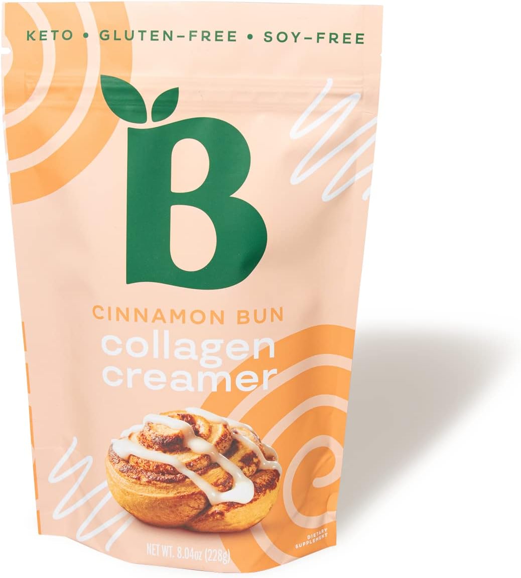Bloom Nutrition Collagen Creamer | Keto Coffee Creamer Supplement mit Kollagenpeptiden und Kokosnuss-MCT-&Ouml;len | F&ouml;rdert gesundes Haar, gl&uuml;hende Haut, starke N&auml;gel | Glutenfrei, sojafrei ( Zimtbr&ouml;tchen )