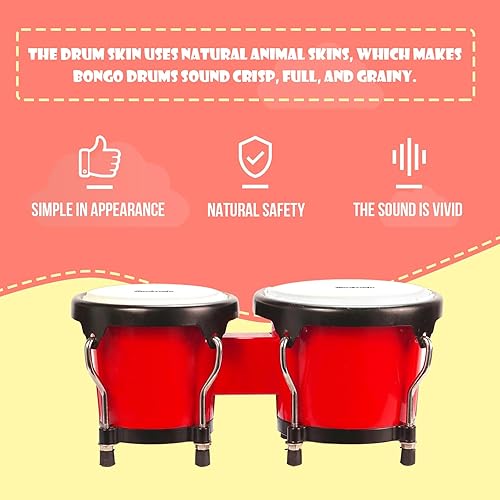 Miniatura 36 de Soulmate Bongo - Juego de tambores de 6 y 7 pulgadas para niños, adultos, principiantes, profesionales, cavidad transparente y metal, instrumentos