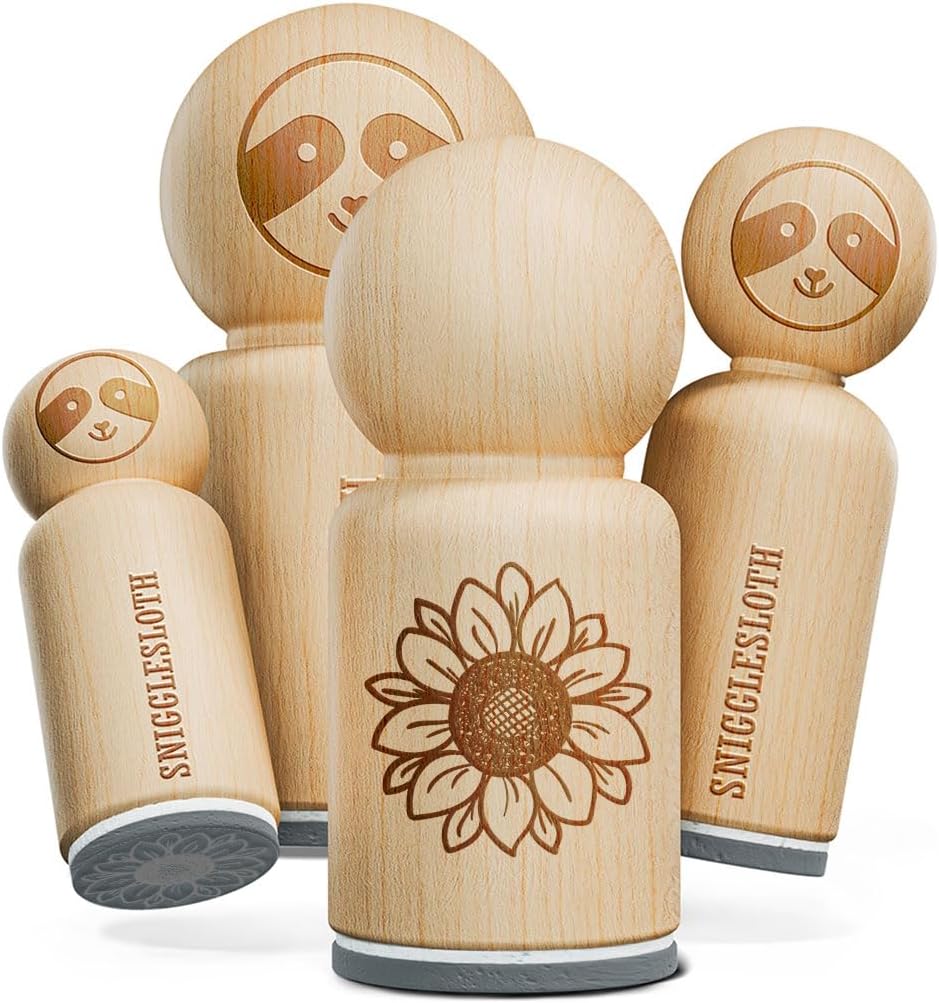 Cute Sunflower Doodle Rubber Stamp for Stamping Crafting Planners - 3/4 Inch Small