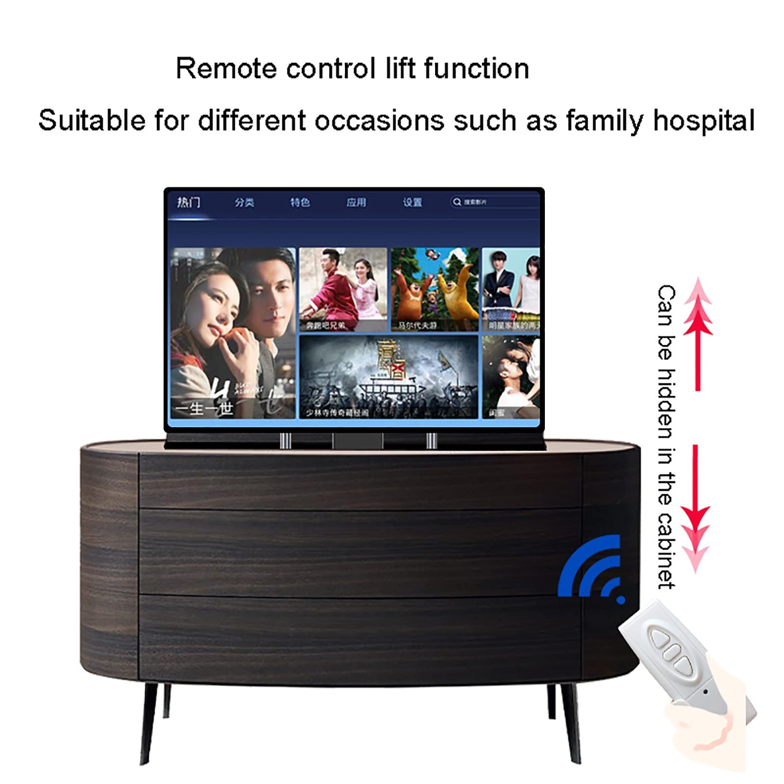 Elevador de TV motorizado, Mecanismo de elevación de TV, Longitud de Carrera 80 cm/31,4 Pulgadas, Soporte de TV eléctrico Ajustable en Altura para televisores de 37 a 75 Pulgadas de hasta 600 x 400