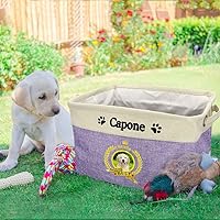 Vista 6 de Cesta plegable de almacenamiento de juguetes para perros con nombre personalizado, el mejor perro Cavalier King Charles Spaniel Pup, caja de Marrón