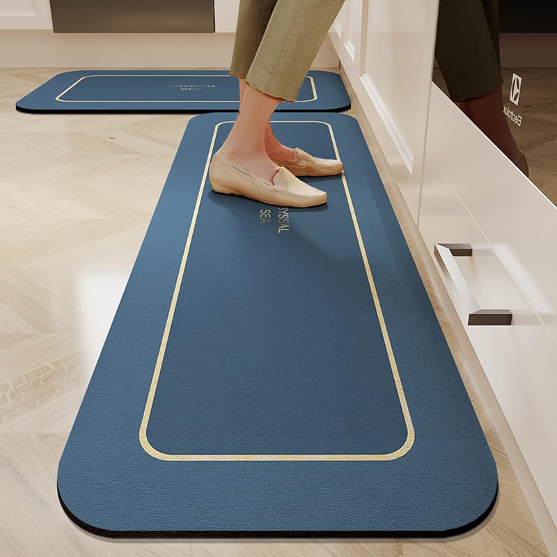 YAGVIZ Kitchen Mats 2 Pcs, Waterproof Memory Foam Kitchen Rugs, Standing Desk Mat Floor Mats, Comfort Runner Rug Carpets for Kitchen Floor, Sink (120 * 40 cm, 40 * 60 cm,Blue) (B0CHS3WDJJ) Amazon Price History, Amazon Price Tracker