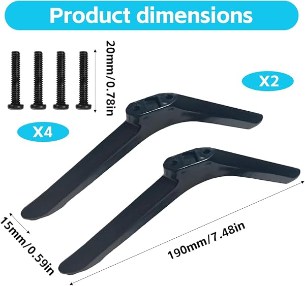 Piedistallo Universali per Supporto TV da Tavolo, base TV, per TVs da 30 a 55 LCD Pollici Support TVs in Plastica, Antiscivolo, Installazione Semplice, Supporto da Tavolo con Viti, Nero - 2