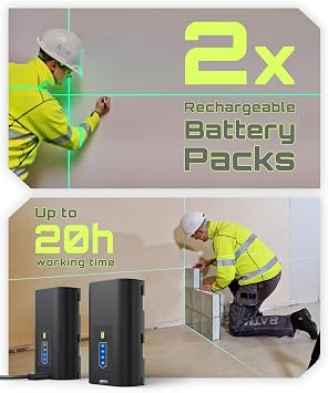 LasGoo LG-3D Laser Level Self Leveling 3x360, 3D Green Beam Cross Line Laser for Construction and Picture Hanging, LasGoo LG-REC03 Laser Detector for Laser Level