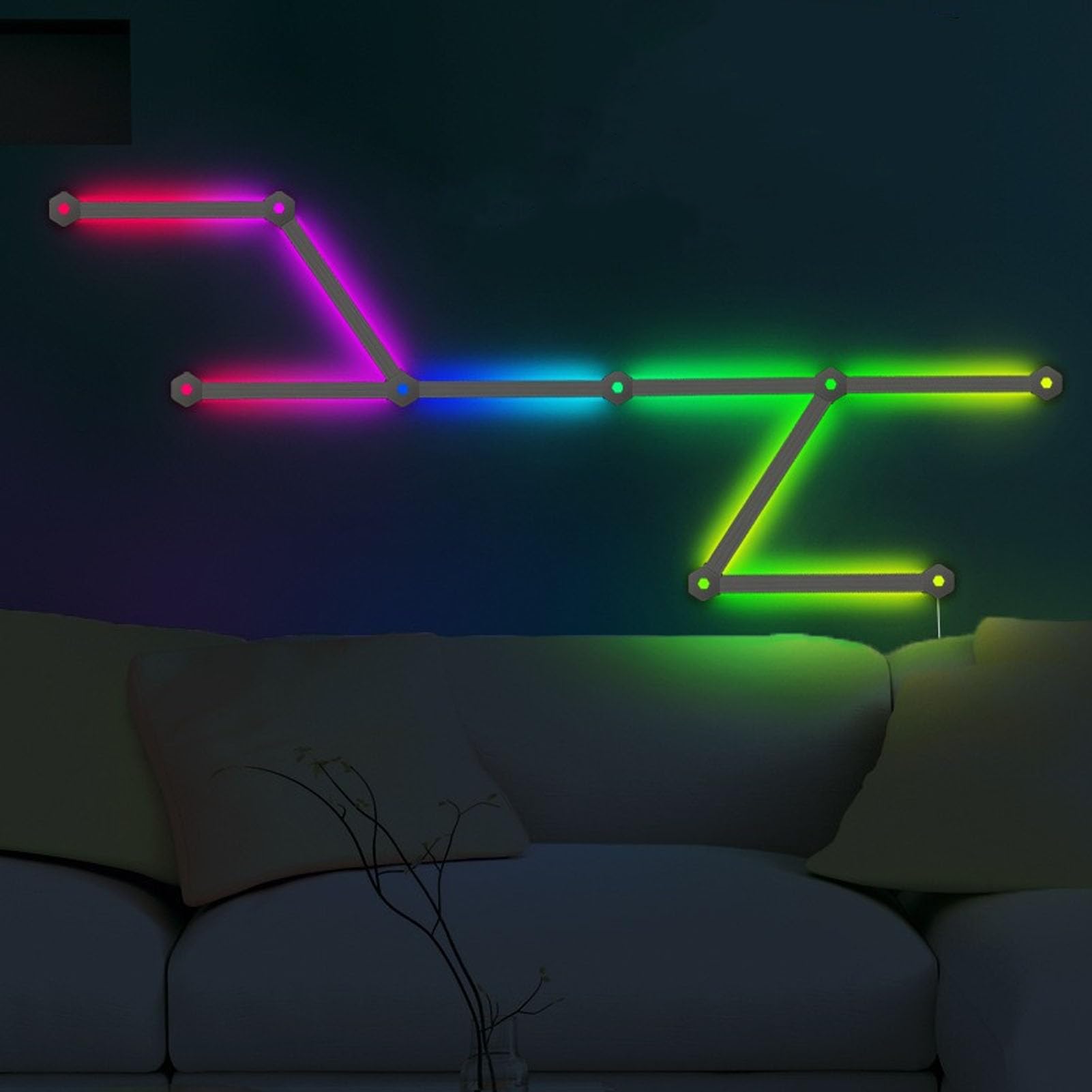 RGB-LED-Wandlichtleiste, Musiksynchronisation, Mehr Als 16 Millionen Farben, DIY-Lichtleisten für Gaming-Zimmer, Fernseher, Schlafzimmer, Gesteuert über APP, Fernbedienung, mit