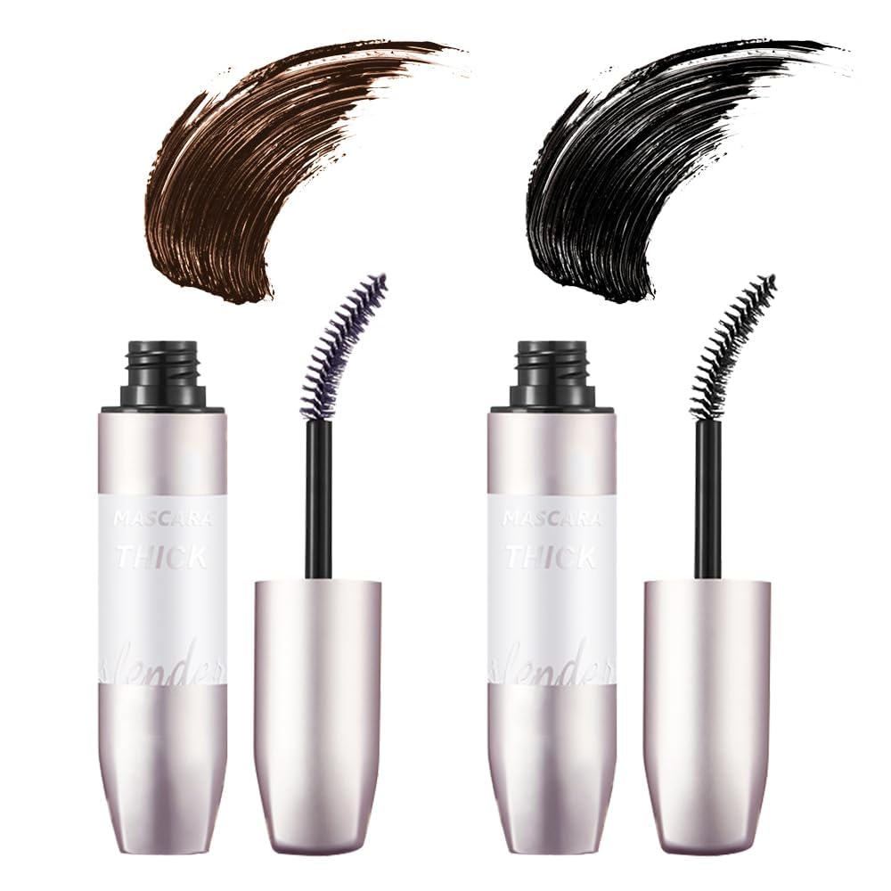 NALACAL4D Fiber Curl Long Lasting Waterproof Mascara, 4D Silk Fiber Curl Long Lasting Waterproof Mascara, 4d Long Curling Hold Makeup Mascara, Volume and Curl Mascara Beauty for Makeup (Black+Brown)