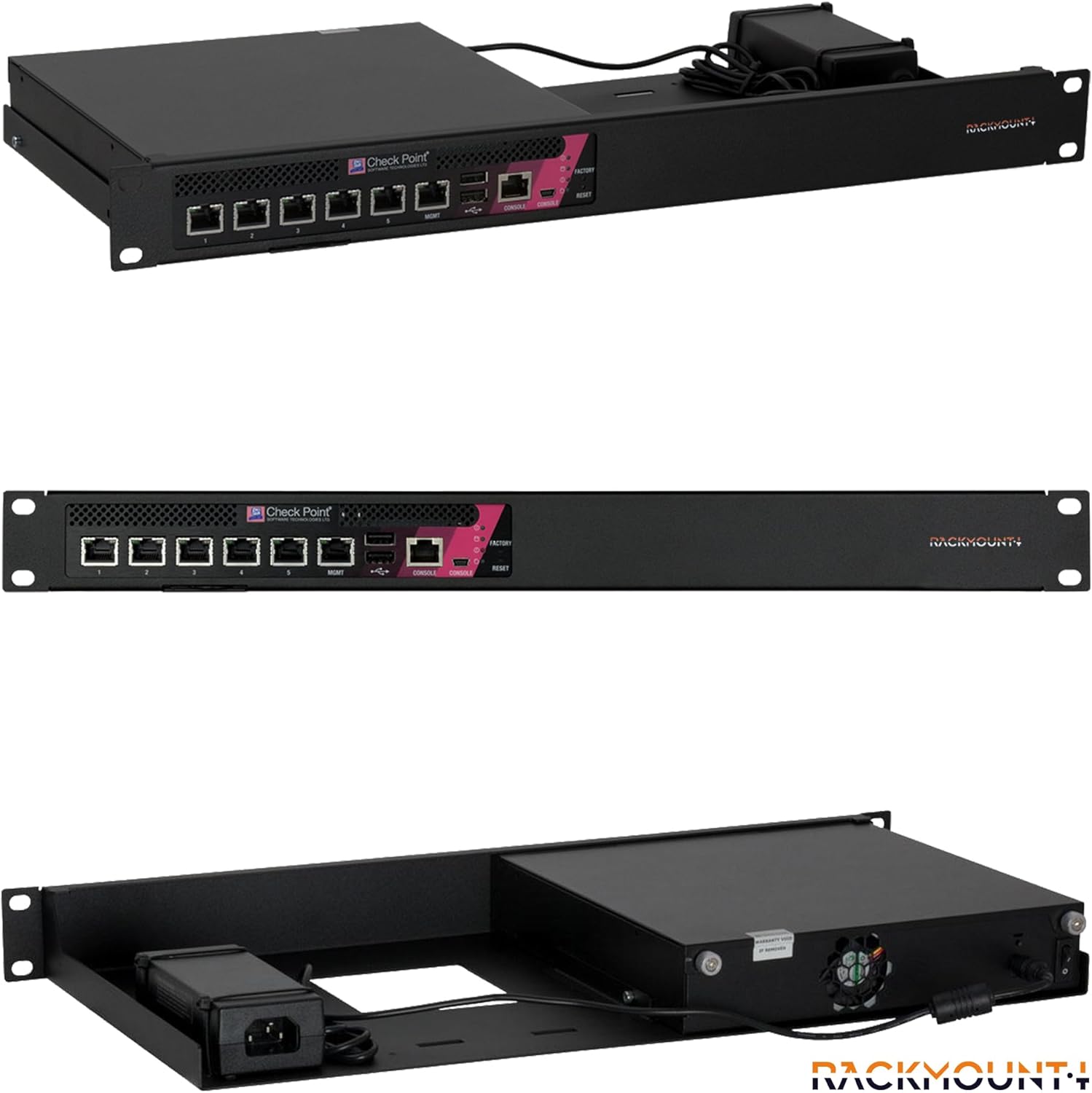 Check Point Firewall Appliance Rack Mount - 1U Server Rack Shelf with Easy Access Front Network Connections, Properly Vented, Customized 19 Inch Rack - RM-CP-T4 by Rackmount.IT