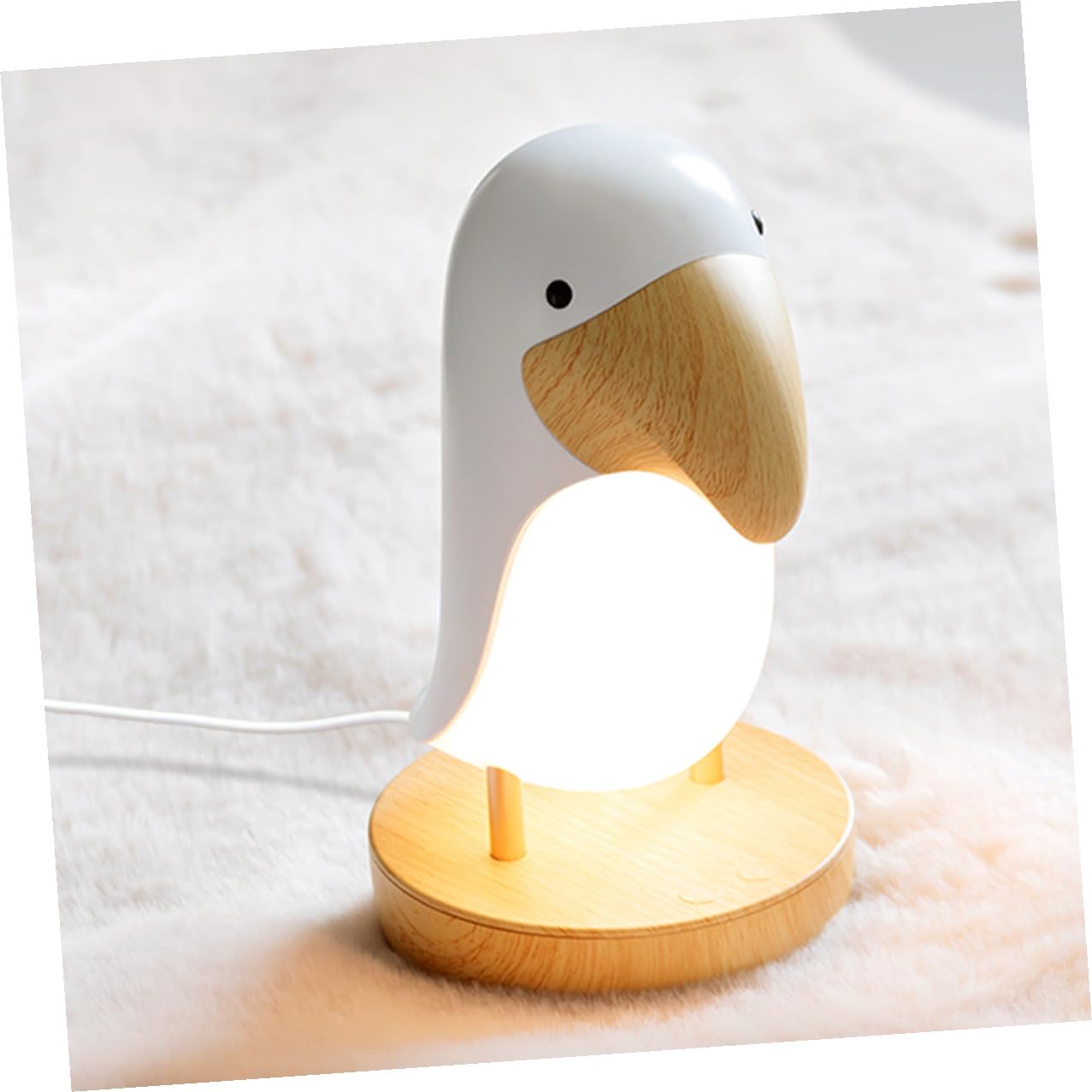 NUOBESTY Veilleuse Enceinte sans Fil Oiseau en Abs Blanc Variateur D'intensité et Batterie 1200mah, Lampe de Nuit pour Chambre D'garçon et Filles et Adulte