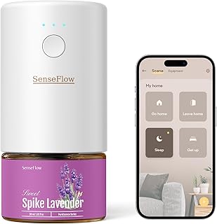 Aroma Diffuser für Ätherische Öle Smart WiFi SF101S Pro, Wasserloser Ultraschall Duftstecker Raumduft, 100% pflanzlich Lufterfrischer, 120 Tage Aroma für Zuhause bis zu 100m² - Speiklavendel
