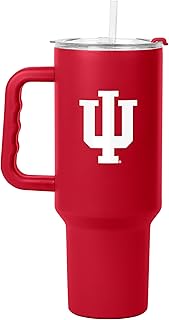 Logo Brands NCAA 40 oz Tumbler with Handle -Stainless Steel Insulated Travel Tumbler with Straw Lid – Powder Coated, Leak-Resistant, Keeps Drinks Hot/Cold – Perfect for Tailgating, or Everyday Use