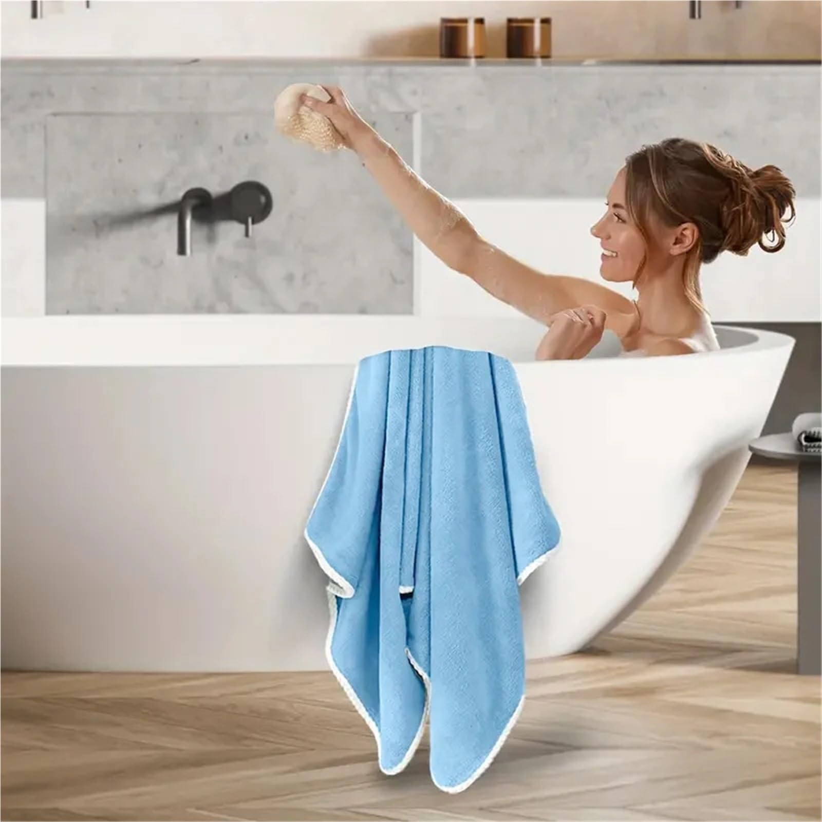Handtuchkleid 90 x 180 cm, extra großes Badetuch aus Korallenfleece, schnell trocknend und weich