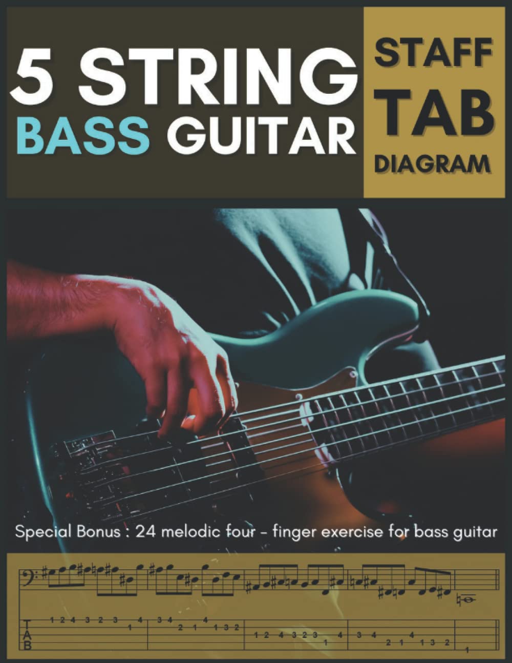 Buy 5 String Bass Guitar Staff Tab Diagram: Blank Bass Guitar Tab