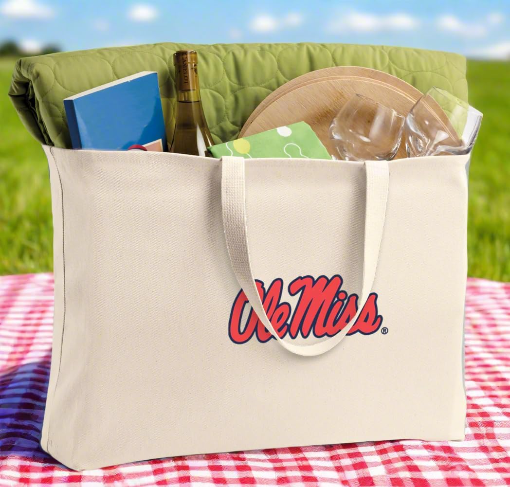Broad Bay JUMBO Ole Miss Tote Bag or Large Canvas University of Mississippi Shopping Bag