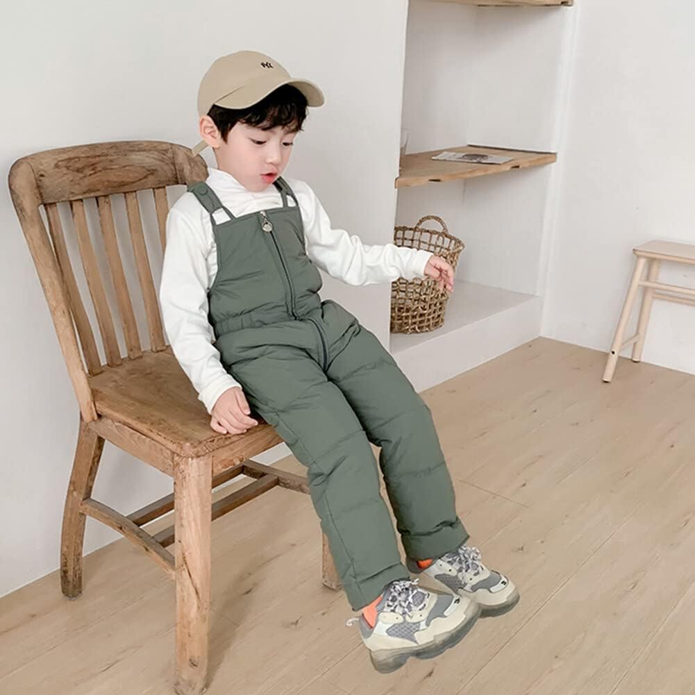Happy Cherry Kids Baby Boys Girls Winter Sleeveless Overalls Warm Lightweight Down Jumpsuit Zip up Snow Pants