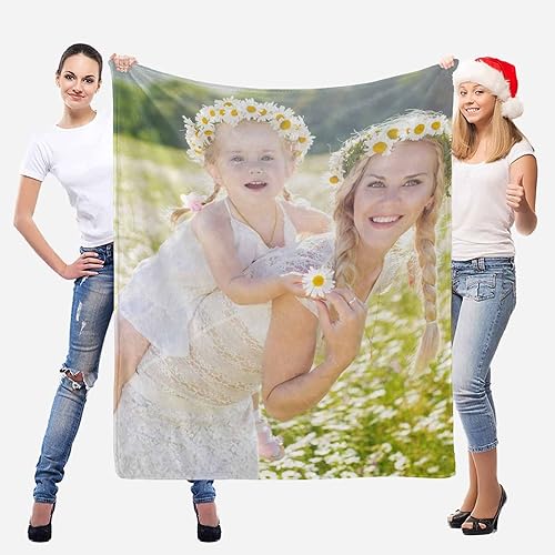 Miniatura 2 de Manta con foto, regalos personalizados para mamá, manta de collage de fotos personalizada para mamá de hija e hijo para cumpleaños, Navidad, Acción