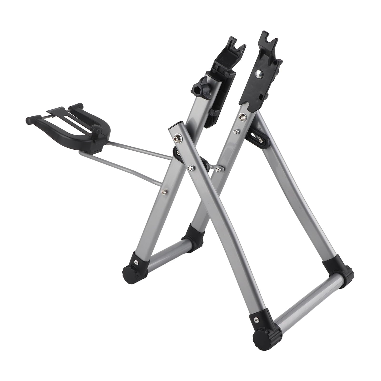 Pwshymi Heavy Duty Foldable Wheel Truing Stand, Aluminum Alloy Material, Easy with Ruler and Thimble, for Home and Team Use