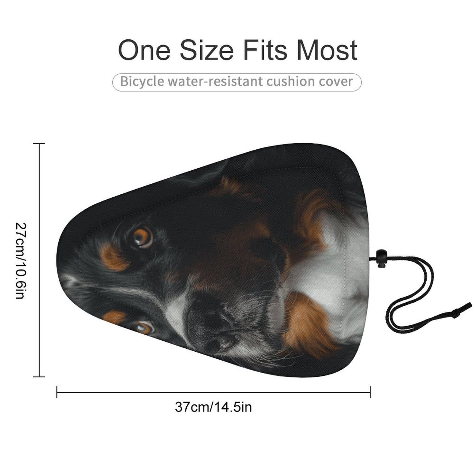 A Bernese Dog Bike Seat Cover for Men Women, Waterproof & Dustproof Bike Seat Cushion with Drawstring, Adjustable Bicycle Saddle Cover for Or Rain & Sun Protection
