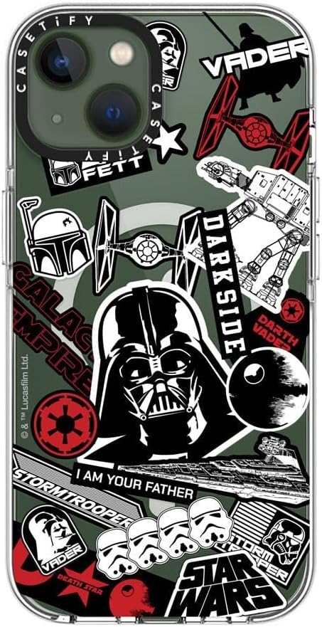 CASETiFY Clear iPhone 13 Case [Star Wars Co-Lab/Not Yellowing / 6.6ft Drop Protection/Magsafe] - Power of The Dark Side - Sticker - Clear