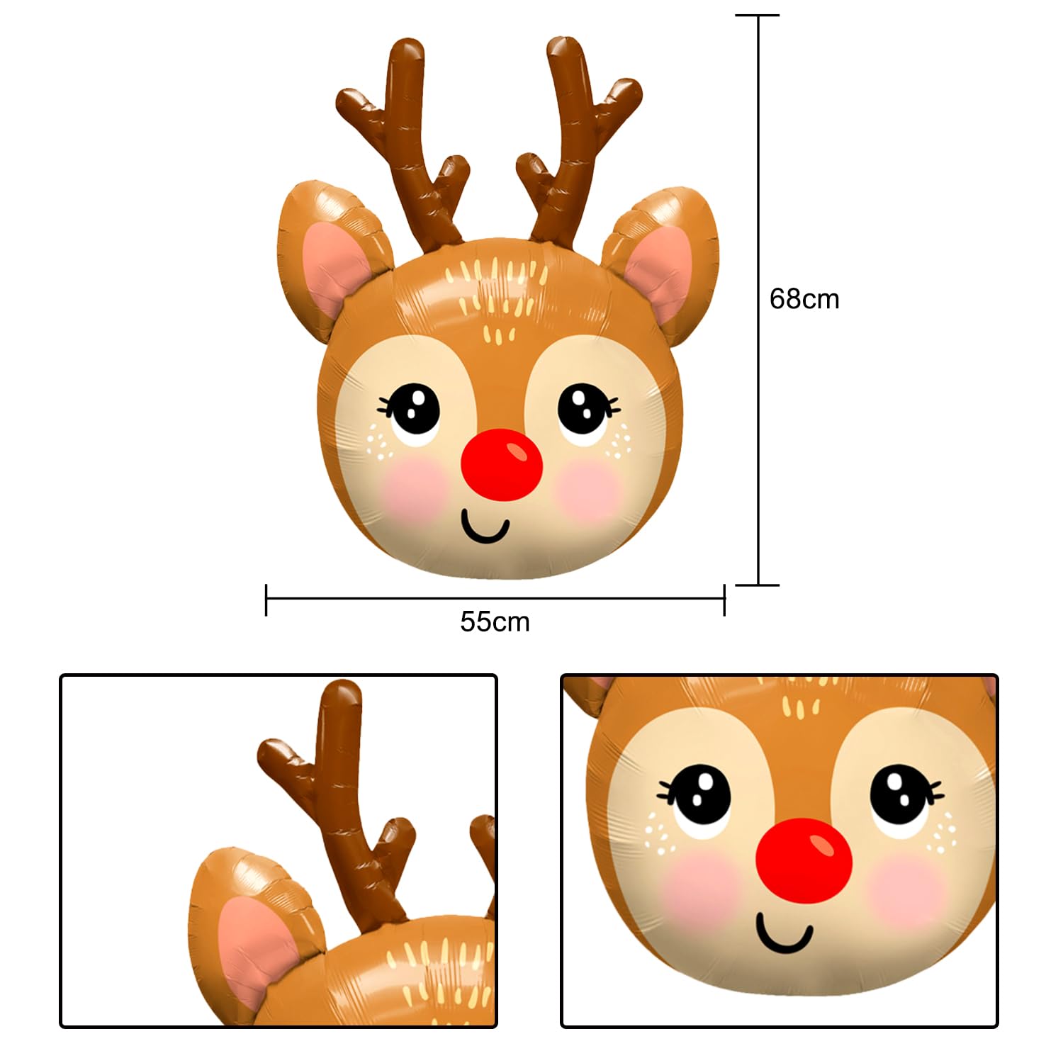 HAICN 5Pieces Reindeer Foil Balloon Deer Horn Air Walker Balloon Xmas Party Decorations Gift for Kids Photo Props - Image 2