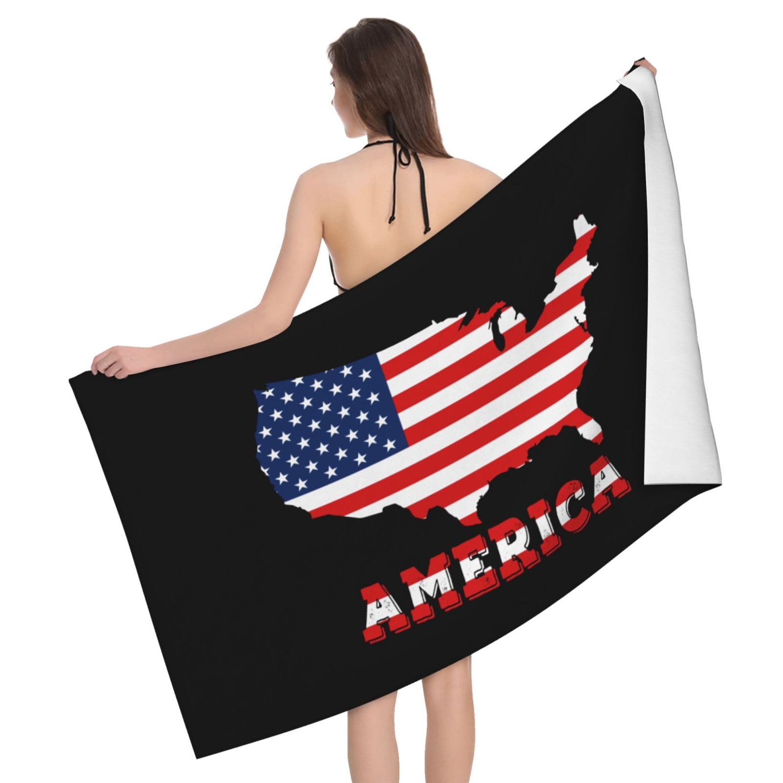 HLBSDM Microfiber America Map Flag Beach Towel Quick Dry Soft Sand Free Beach Towels for Pool Swim Beach Lightweight Thin Towels