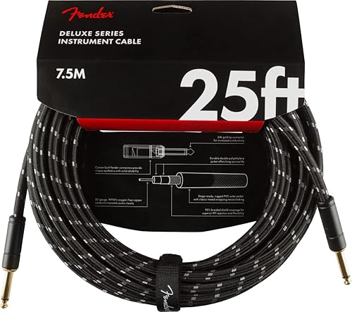 Miniatura 61 de Fender Cable de instrumento original de 18.6 pies, recto, negro, 1 paquete