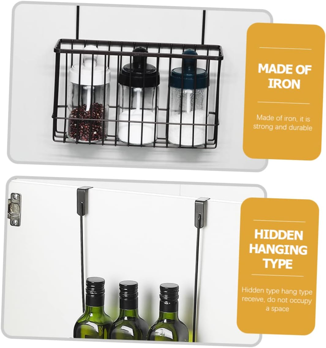 GLEAVI Kitchen Cabinet Door Hanging Basket Punch Iron Wire Storage Organizer for Bathroom and Kitchen Over Cabinet Basket for Toiletries Towels and More