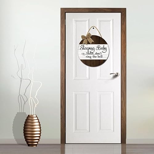 Miniatura 6 de Shhh... - Letrero de sueño para puerta delantera, puerta de bebé, con texto en inglés Please Don't Ring para colgar en la puerta, placa redonda de