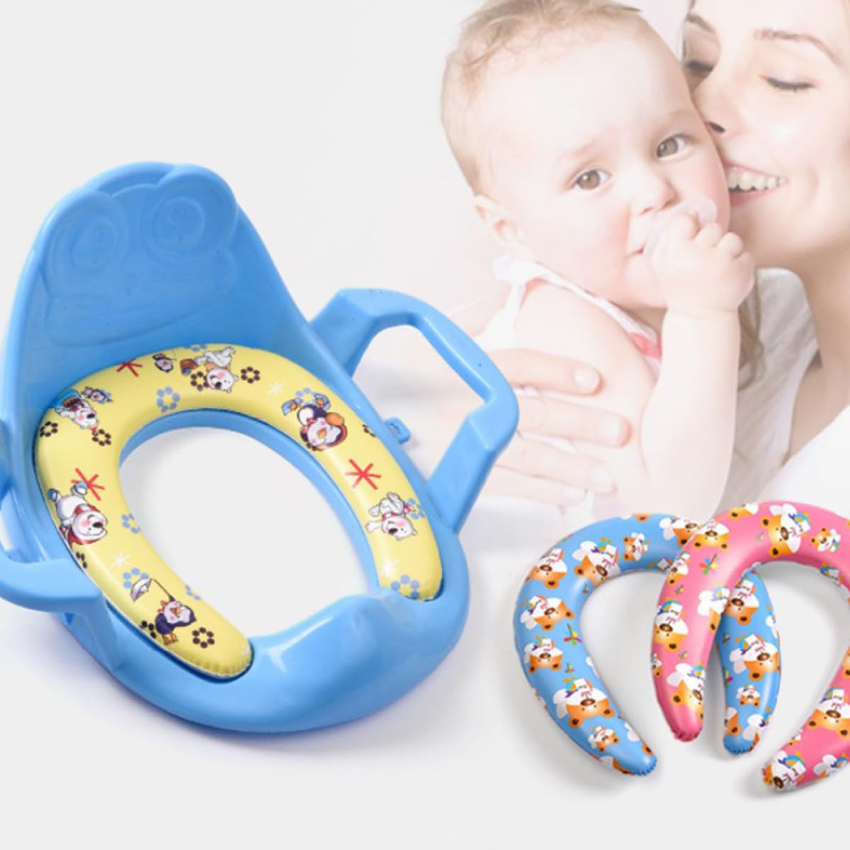 Asiento de Entrenamiento para Baño Infantil Cojín PVC 4 Piezas