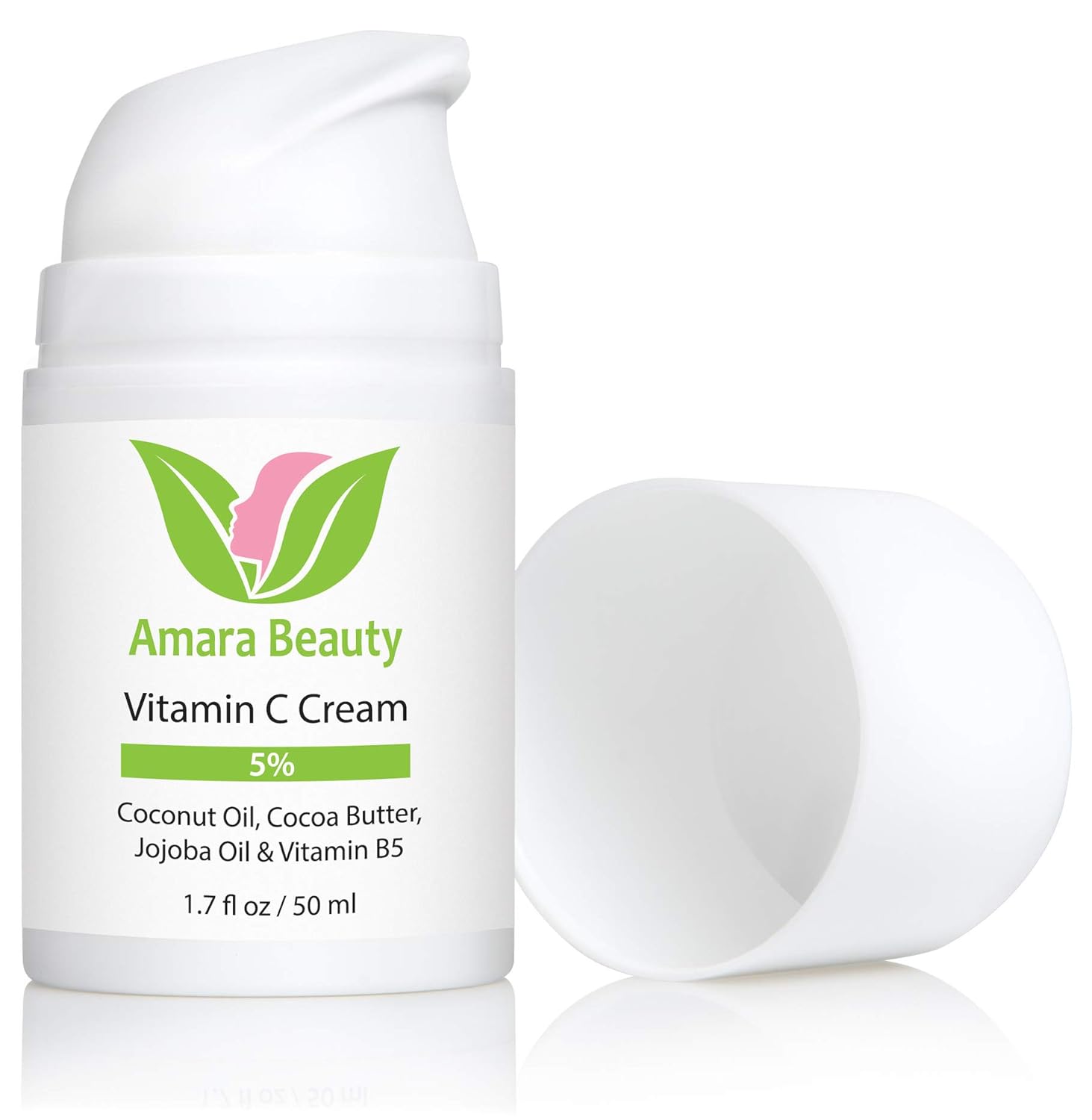 Amara Beauty Vitamin C Cream for Face with Coconut Oil, Cocoa Butter & Jojoba Oil, 1.7 fl. oz. (Pack of 2)