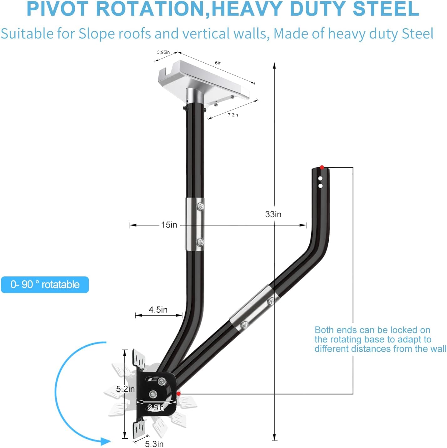 Starlink Gen 3 Mount, Starlink Gen 3 Wall/Roof Mount with Pipe Adapter, Mounting Kits for Star Link Internet Kit Satellite V3 Standard Antenna, 33" J-Pole Antenna Mounts