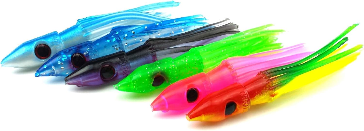 SquidNation Slammer Rubber Bullets Lures 10 Pack 11cm Diameter for Sm & M Ballyhoo (Blue/White)