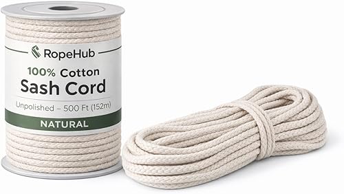 SGT KNOTS Cordón de algodón – Cuerda multiusos para marcos de ventanas, atar tendederos y fines decorativos (bobina de 1/2 pulgada x 25 pies,