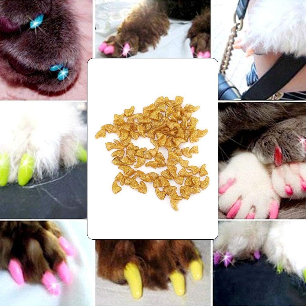 予約中 猫用ソフトネイルキャップ 100個セット ペットネイルキャップ 犬 ネイル キャップ 猫足グルーミング 愛犬愛猫兼用 ネイルカバー 耐摩耗性 安全 ゴールドl Gts Com Pe