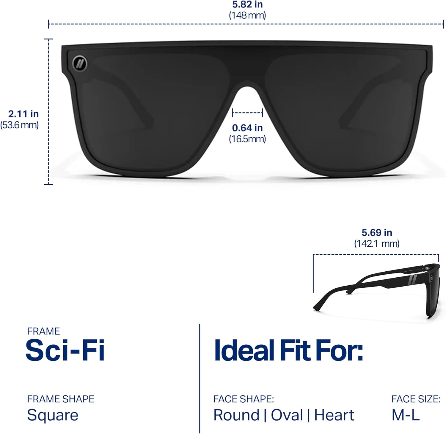 Blenders Eyewear SciFi – Polarized Sunglasses – Single-Lens with a Flat-Top Design – 100% UV Protection – For Men & Women