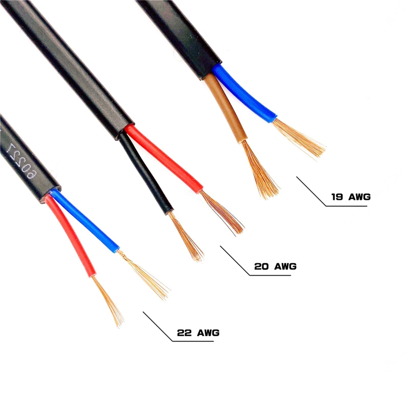 Cable Flexible LED 12v Electrical Wires, 220V 22AWG 20AWG 19AWG Red Blue Flat Cable, 2 Pin Copper Wire, Sheath Electric Cables Extension Connector(Color:22awg - 0.3mm2,Size:1meter)