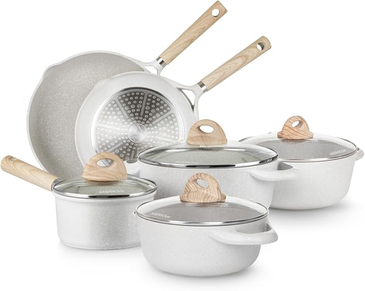 Kasanova 4 pentole 2padelle antiaderenti con coperchio per tutti i piani cottura