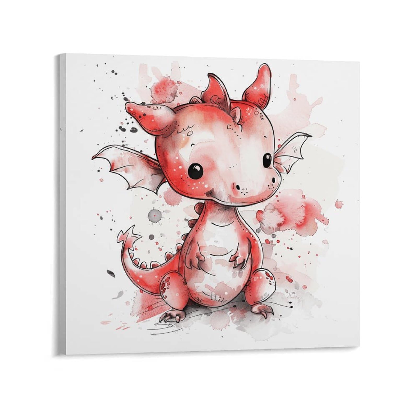 KLOPH Ink Style Dragon Canvas Wall Art for Living Room 08x8inch Modern Artwork Painting for Bathroom Hanging Canvas Prints Aesthetic Wallart for Bedroom Kitchen Office Wall Decor