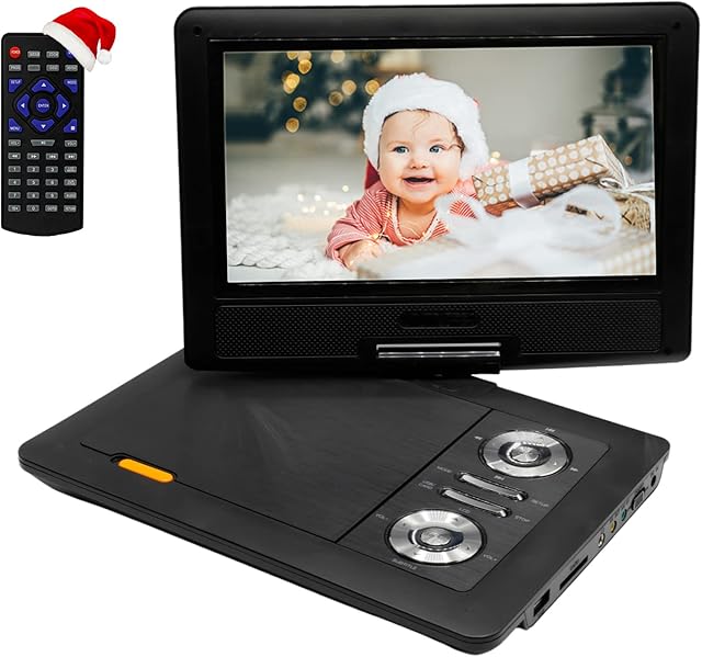 11.5 Portable DVD Player, 9.5 Rotatable Screen, Suitable for Children/Elderly/Car Travel, Support Sync TV/USB/SD Card, Speaker & Dual Headphone Jack, Black