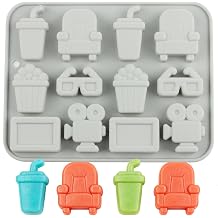 12 Cavity Cinema Theme Silicone Candy Molds Fountain Drink 3D Glasses Chocolate Mold For Candy Chocolate Cupcake Topper Decorating